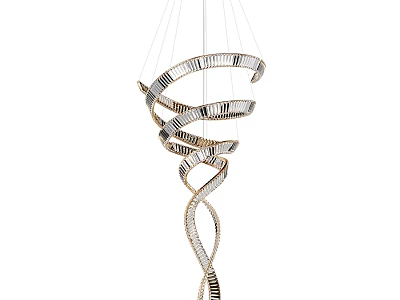 Elegant Modern Spiral Metallic Chandelier With Curved Lines And Stylish Design 3d model