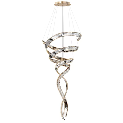 Elegant Modern Spiral Metallic Chandelier With Curved Lines And Stylish Design 3d model