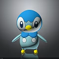 Cartoon Blue Penguin Character With Big Eyes Yellow Beak And White Chest Patterns