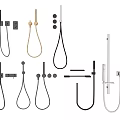 Various Modern Shower Systems Including Handheld Rainfall And Multiple Finish Options 3d model