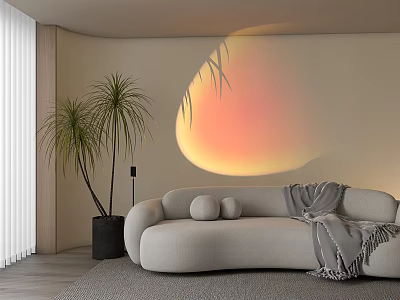 Modern Living Room Decorative Light With Crescent Shaped Orange Yellow Gradient Shadow Projection 3d model