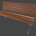Sturdy Wooden Outdoor Bench With Slatted Design And Decorative Metal Legs