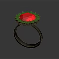 Elegant Black Ring Featuring Red Gemstone And Black Decorative Accents 3d model