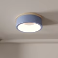 Minimalist Modern Blue and Wooden Frame Ceiling Light with Square Hexagonal Shape Design 3d model