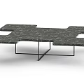 Modern Coffee Table With Irregular Marble Surface And Black Metal Frame