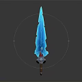 Frosty Blue Glowing Icy Crystal Sword Weapon With Decorative Hilt And Sharp Blade