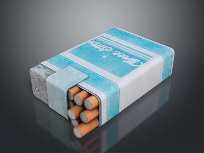 Marlboro Cigarette Pack With Blue And White Design Opened Showing Cigarettes 3d model