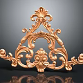 Ornate Golden Decorative Bracket With Intricate Carved Scrolls And Floral Details