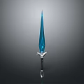 Heroic Fantasy Character And Magical Beast With Sharp Blue Crystal Sword