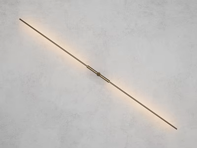 Long Strip Metal Wall Washer Light Mounted on Gray Wall with Soft Glow 3d model