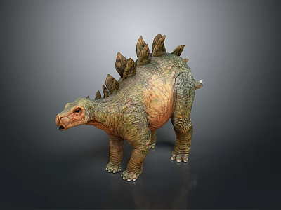 Realistic Stegosaurus Dinosaur Model With Bony Plates And Green Brown Body 3d model
