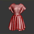 Women's Red Striped Short Sleeve Flared Dress For Daily Casual Wear