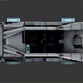 Futuristic Concept Car With Geometric Design Transparent Panels And Blue Lights