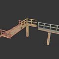 Wooden Decorative Bridge With Railing For Home Decor And Two Pieces Design 3d model