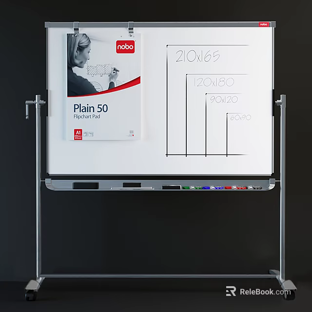 Art Supplies Whiteboard With Plann 50 Package Colored Markers Metal Stand And Charts 3d model 