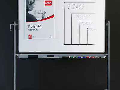 Art Supplies Whiteboard With Plann 50 Package Colored Markers Metal Stand And Charts 3d model