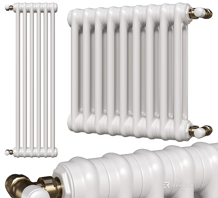Different Styles Of White Radiators For Home Heating 3d model 