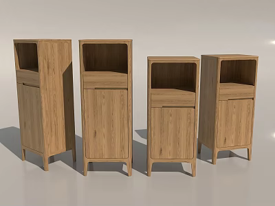 Modern Home Wooden Shelving Units With Open Storage And Minimalist Design 3d model