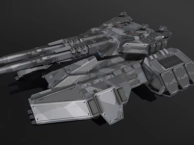 3D Rendered Futuristic Sci Fi Tank With Complex Armor Weapon Systems And Intricate Gray Structure 3d model