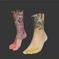Ankle And Leg Tattoo Design With Mushroom Flower And Art Patterns