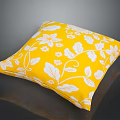 Soft Yellow Decorative Pillow With White Floral Pattern For Home Decor