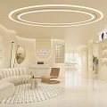 Modern Minimalist Cream Tone Beauty Salon Interior With Comfortable Reception Lounge And Product