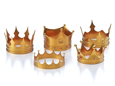 Elegant Golden Crown Jewelry Collection With Pointed Tips And Ornate Details 3d model