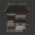 Traditional Chinese Architecture With Sloped Tiled Roof Wooden Structure Red Lanterns And Stone Steps