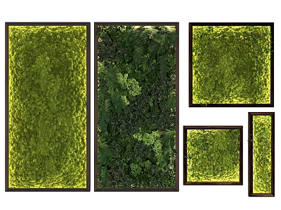 Decorative Living Plant Wall Designs With Various Framed Shapes And Green Foliage 3d model