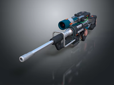 Modern Tactical Sniper Rifle With Long Barrel Scope And Metallic Accents 3d model