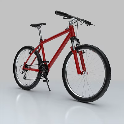 Red Mountain Bike With Black Tires Black Seat And Silver Frame Isolated On White Background 3d model
