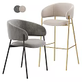Modern Gray And Beige Velvet Bar Stools With Black And Gold Legs Design