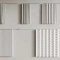 Modern Curtains And Vertical Blinds With Striped Design And Patterned Fabric 3d model