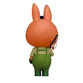 Adorable Rabbit Character With Orange Fur Blue Cap Green Overalls Fishing Rod Three Angles