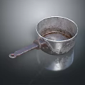 Old Rusty Metal Small Household Pot With Long Handle For Kitchen Daily Use