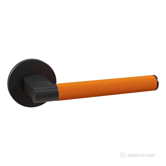 Modern Orange Non Slip Handle with Black Base and Textured Grip Design 3d model