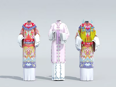 Traditional Chinese Clothing with Intricate Embroidery Tassels and Colorful Patterns 3d model