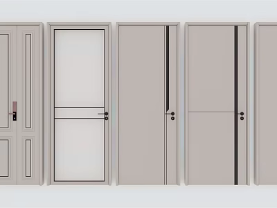 Modern Stylish Hinged Doors With Various Panel And Glass Insert Designs For Home 3d model