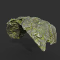 Natural Rock Formation With Rough Surface And Green Moss In Outdoor Environment