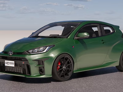 Green Toyota Sports Car With Black Alloy Wheels Red Brake Calipers On Outdoor Road 3d model