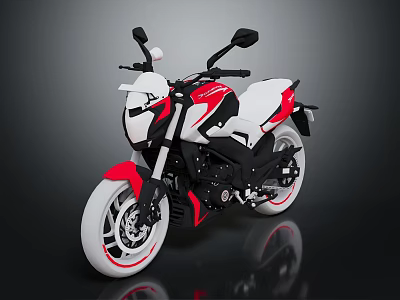 Modern White And Red Sport Motorcycle With Sleek Body And Alloy Wheels 3d model