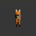 Low Poly Orange Fox Game And Movie Character With White Chest And Brown Ears