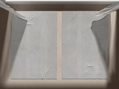 Two Light Colored Square Area Rugs With Wavy Line Patterns On Floor 3d model
