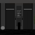 Modern Elevator Lobby With Black Elevators Green Plant Direction Signs And Marble Floor 3d model