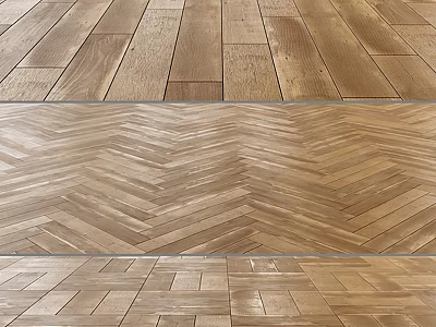 Various Wooden Flooring Patterns For Home Interiors Featuring Herringbone And Straight Lay 3d model