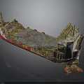 Old Rusty Water Transport Ship With Weathered Metal Hull And Red Blue Sections