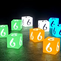 Vibrant Colored Dice Showing Number Six In Green White Blue Orange