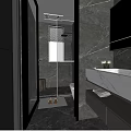 Modern Luxury Dark Marble Bathroom With Smart Toilet Glass Shower And Spacious Vanity Area