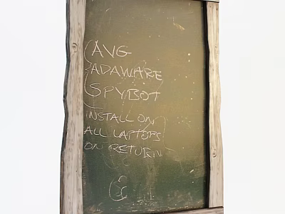 Rustic Wooden Framed Chalkboard Hanging Decor with Handwritten Hardware Installation Notes 3d model