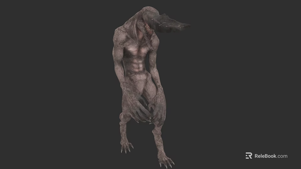 Horror Creature 3D Model With Gaunt Body Rough Skin And Sharp Claws 3d model 